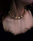 Akrilik Gold Kalp Choker Kolye