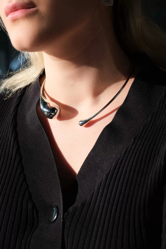 Botte Damla Figür Choker Silver Kolye