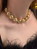 Akrilik Gold Kalp Choker Kolye