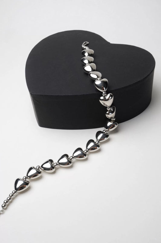 Akrilik Silver Kalp Choker Kolye