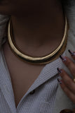 Tırtık Plaka Gold Choker Kolye